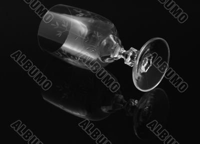wine glass on black