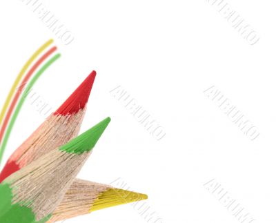 Three colored pencils