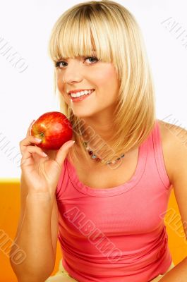 Happy women with fruits