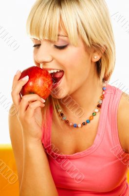 Happy women with fruits
