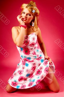 Woman with curlers
