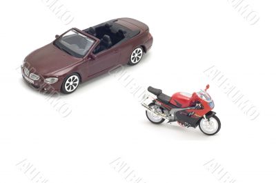 cabriolet and motor bike