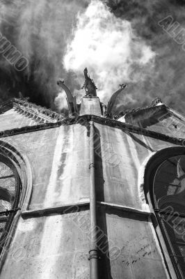 Ghostly gargoyles on churchroof