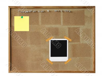 cork board with photo frame