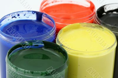 multicolored paint pots