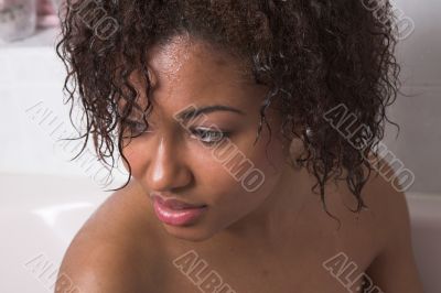 Black woman in bath