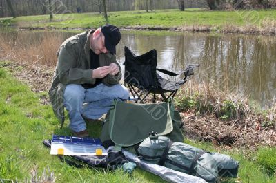 Preparing for his fishing