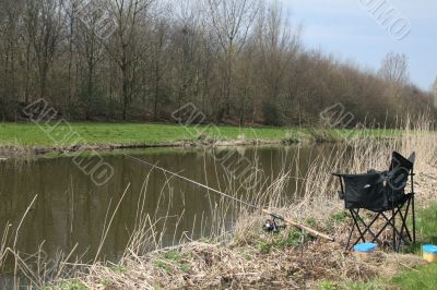 Empty fisherman`s chair