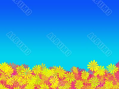Yellow flowers on blue background