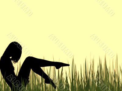 Female silhouette in the grass