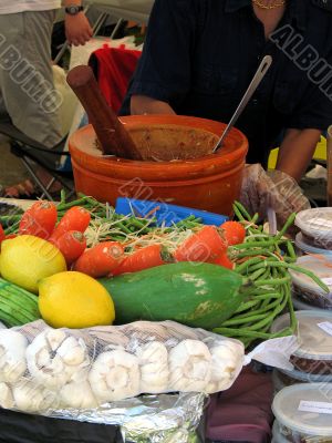 Fruit and vegetables in Thai kitchen