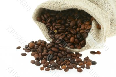 coffee in burlap sack