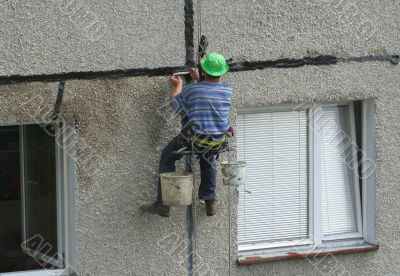 renovation worker on a block of flats