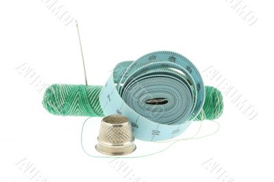 sewing kit on white