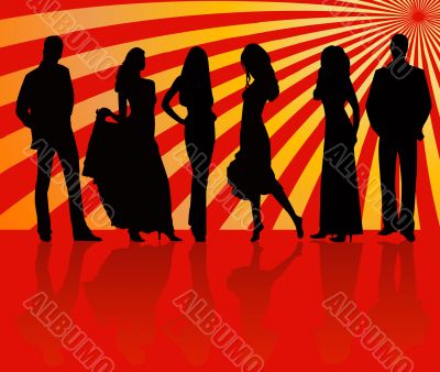 Fashion girls and boys vector silhouettes