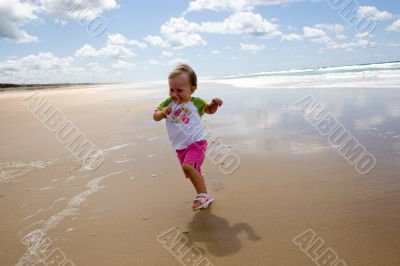 little girl running