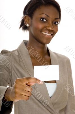 Woman Holding Business Card