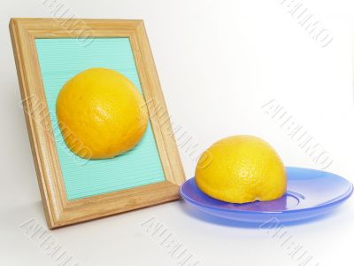 orange in frame and onthe plate