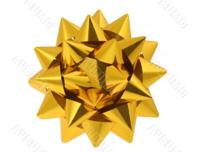 yellow bow on pure white background