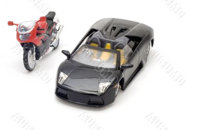 sport car and moto bike