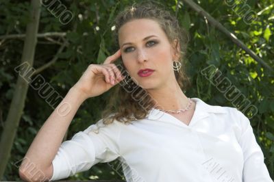 Pretty businesswoman; relaxed moment