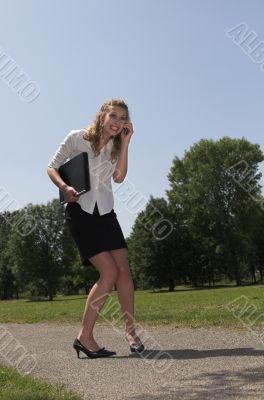 Businesswoman; stressed by the news