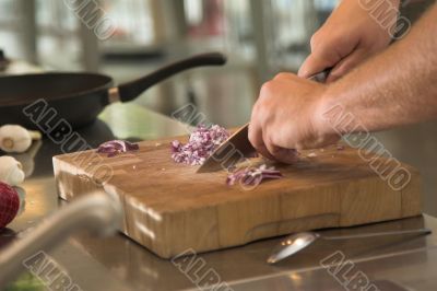 Cutting the onions