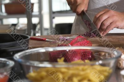 Chopping the onions