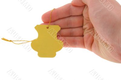 hand holding an empty tag