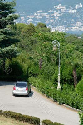 car and lantern
