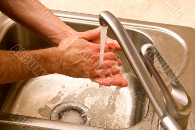 hands washing male