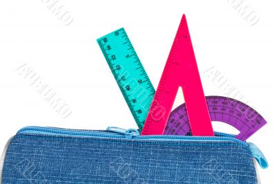 Pencil case with school supplies