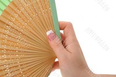 female hand with decorated fan