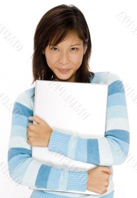 Holding Laptop