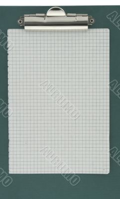piece of squared paper stuck to a clipboard