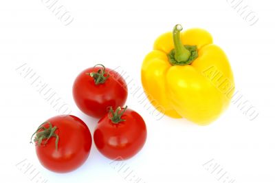 tomatoes and bell pepper isolated
