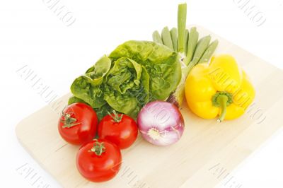 healthy vegetables on cutting board
