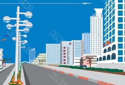 Skyline of    blue  city