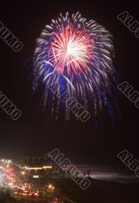 Firework over the ocean