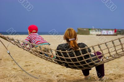 Mother and child in hammock