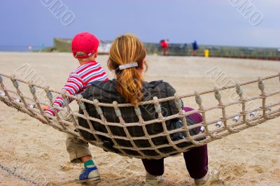 Mother and child in hammock