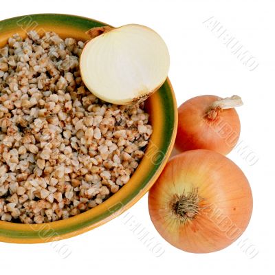 buckwheat porridge and onion