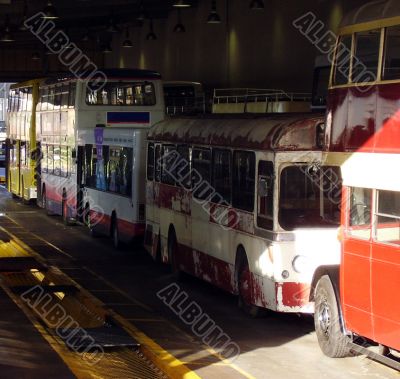 A row of buses old and new