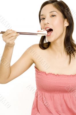 Girl Eating Sushi