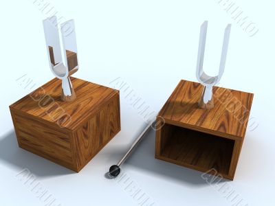 two laboratory tuning forks