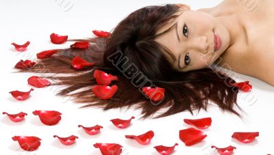 Girl and Rose Petals