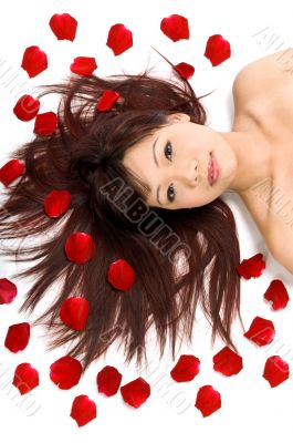 Girl and Rose Petals