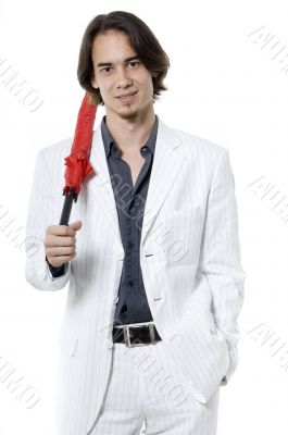 Man And Red Umbrella