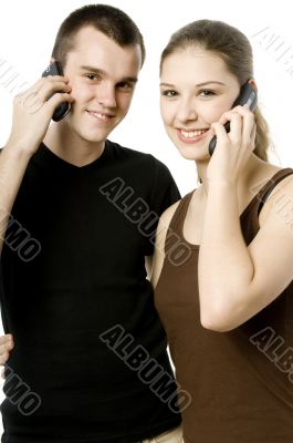 Couple Using Phones