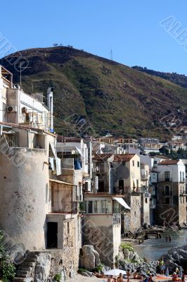 Old town Cefalu in Sicily at summer